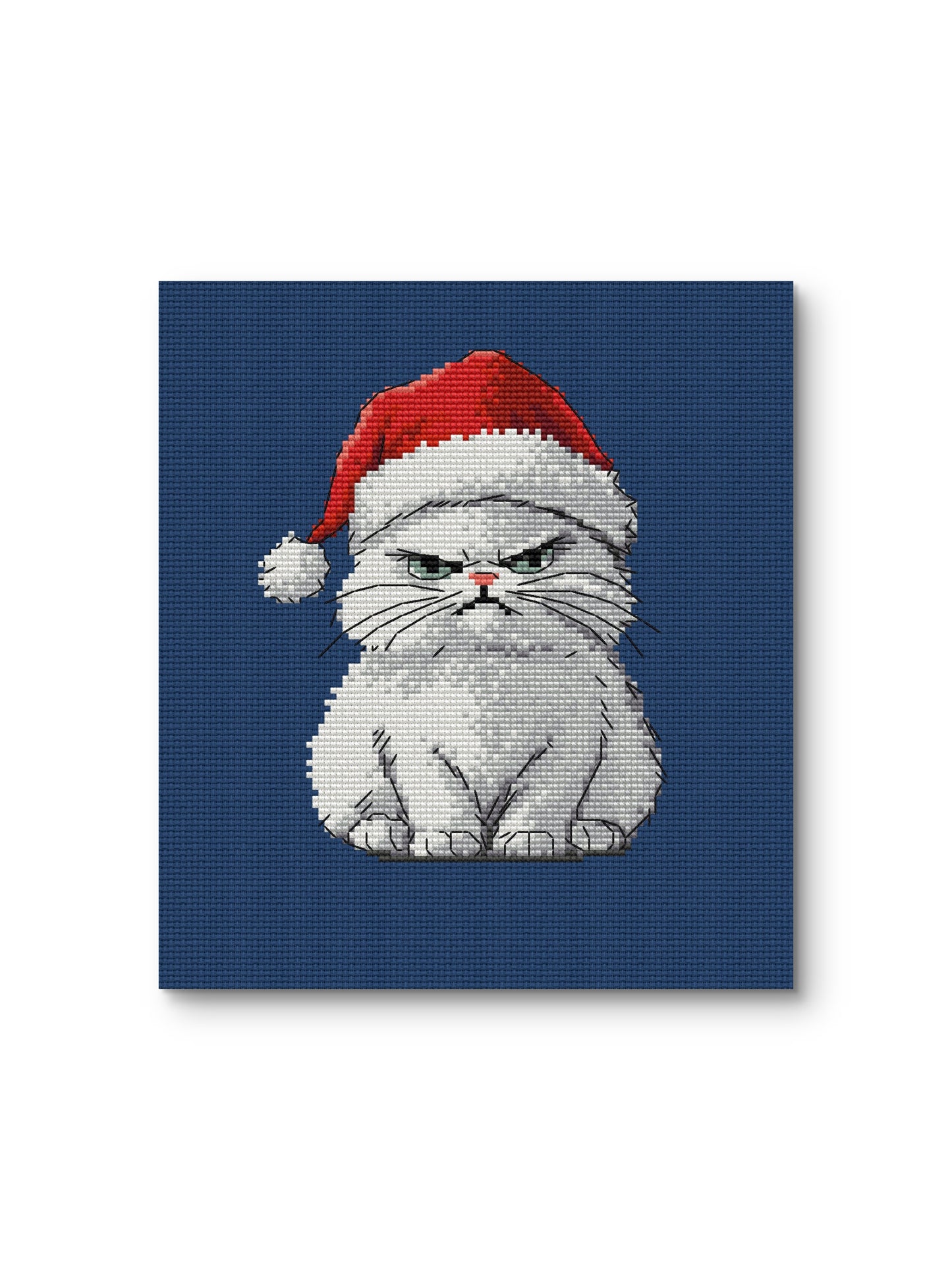 Grumpy cat in a Santa hat