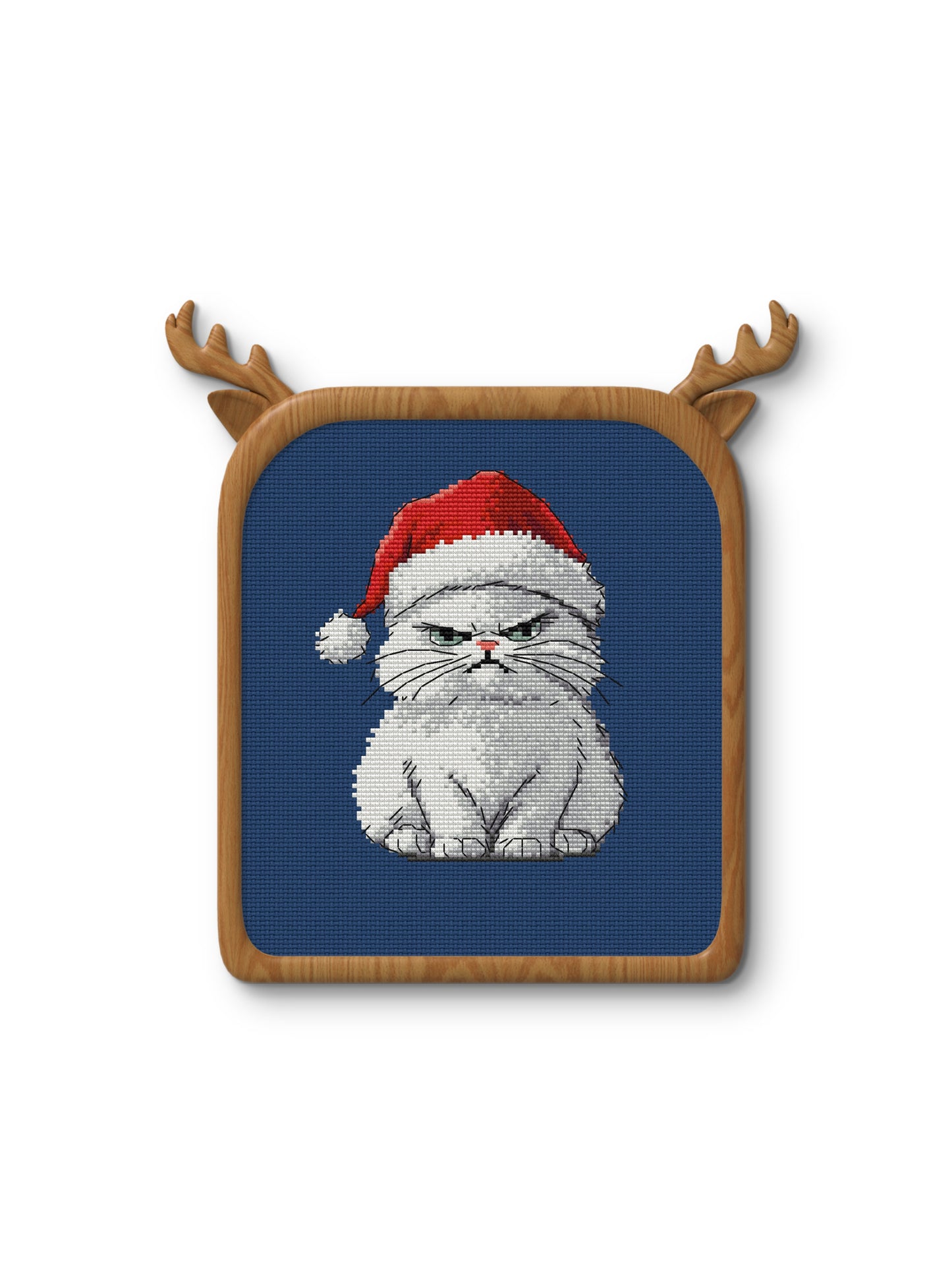 Grumpy cat in a Santa hat