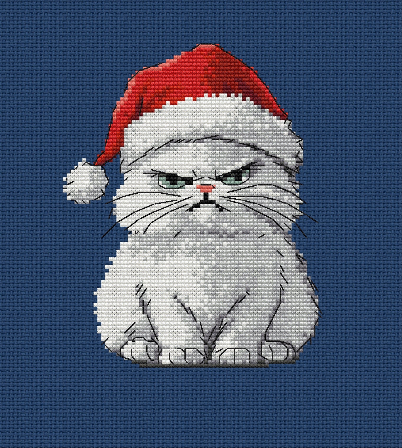 Grumpy cat in a Santa hat