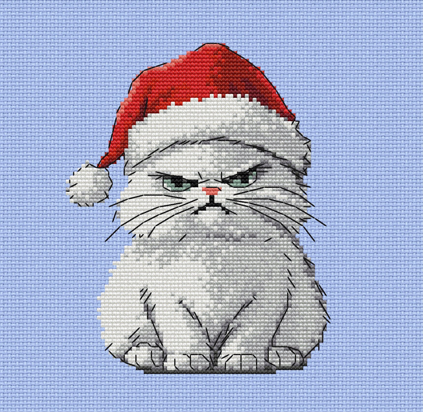Grumpy cat in a Santa hat