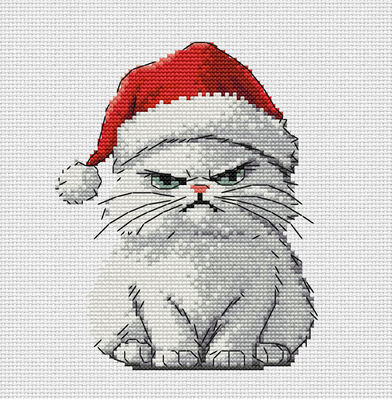 Grumpy cat in a Santa hat