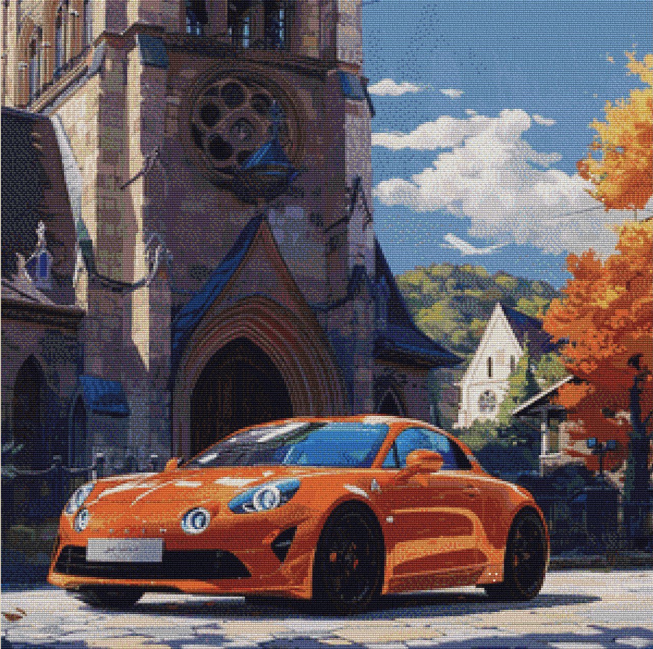 Car by the church