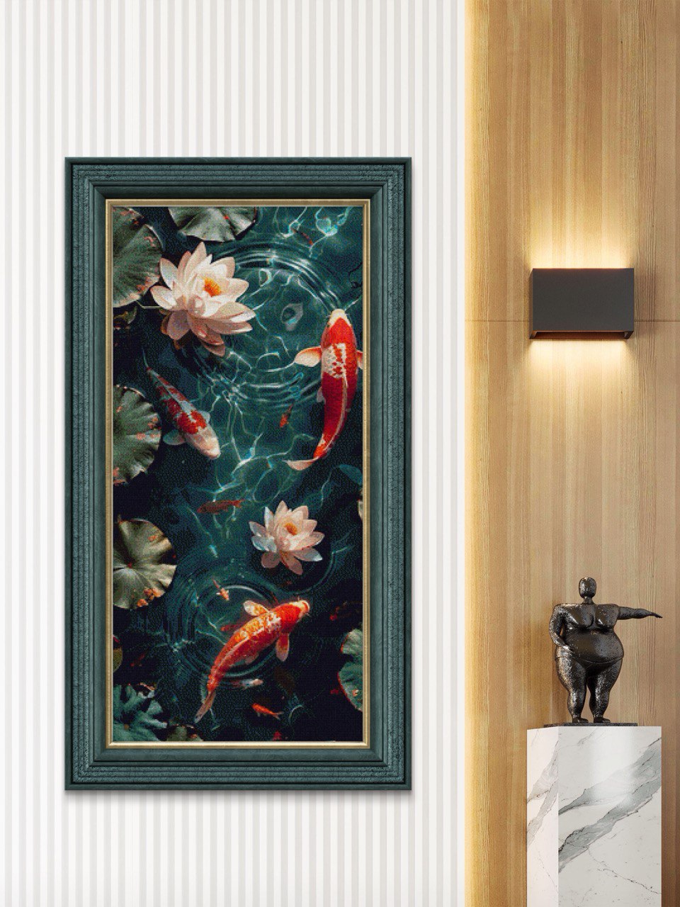 Koi fish and Lotus flowers