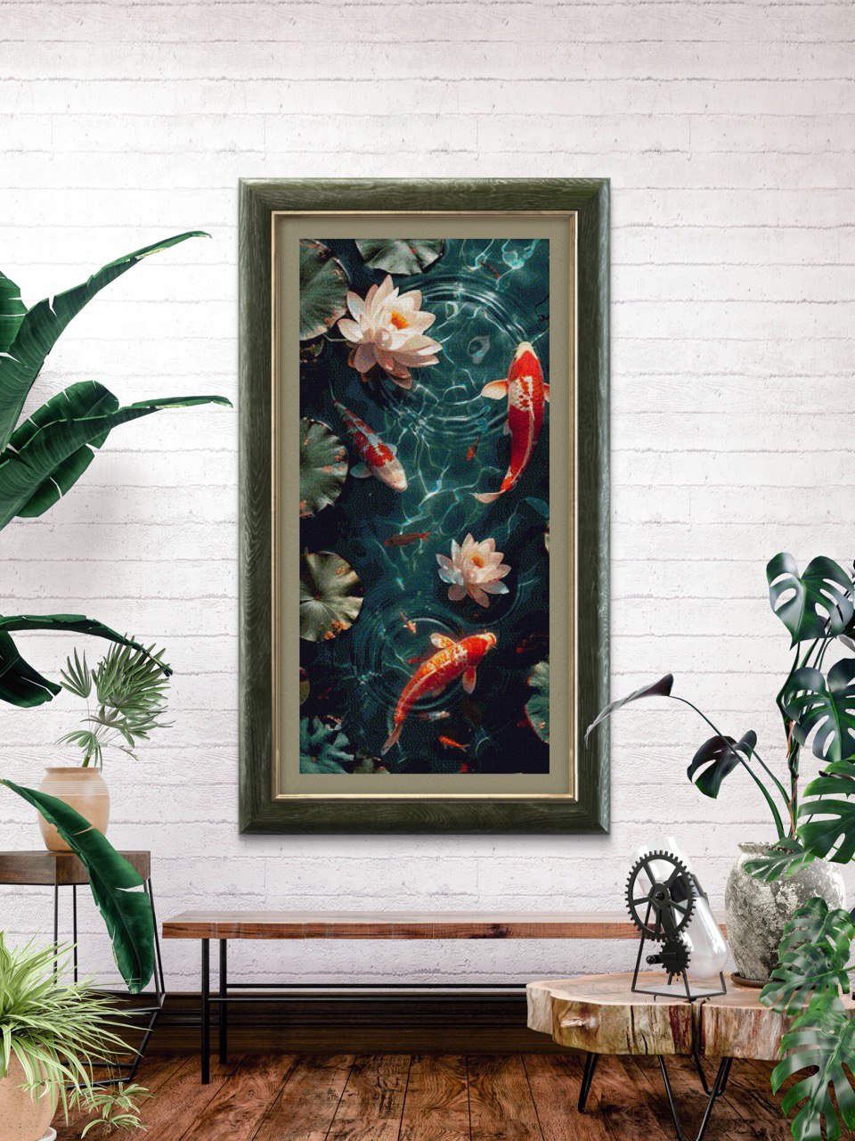 Koi fish and Lotus flowers