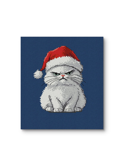 Grumpy cat in a Santa hat