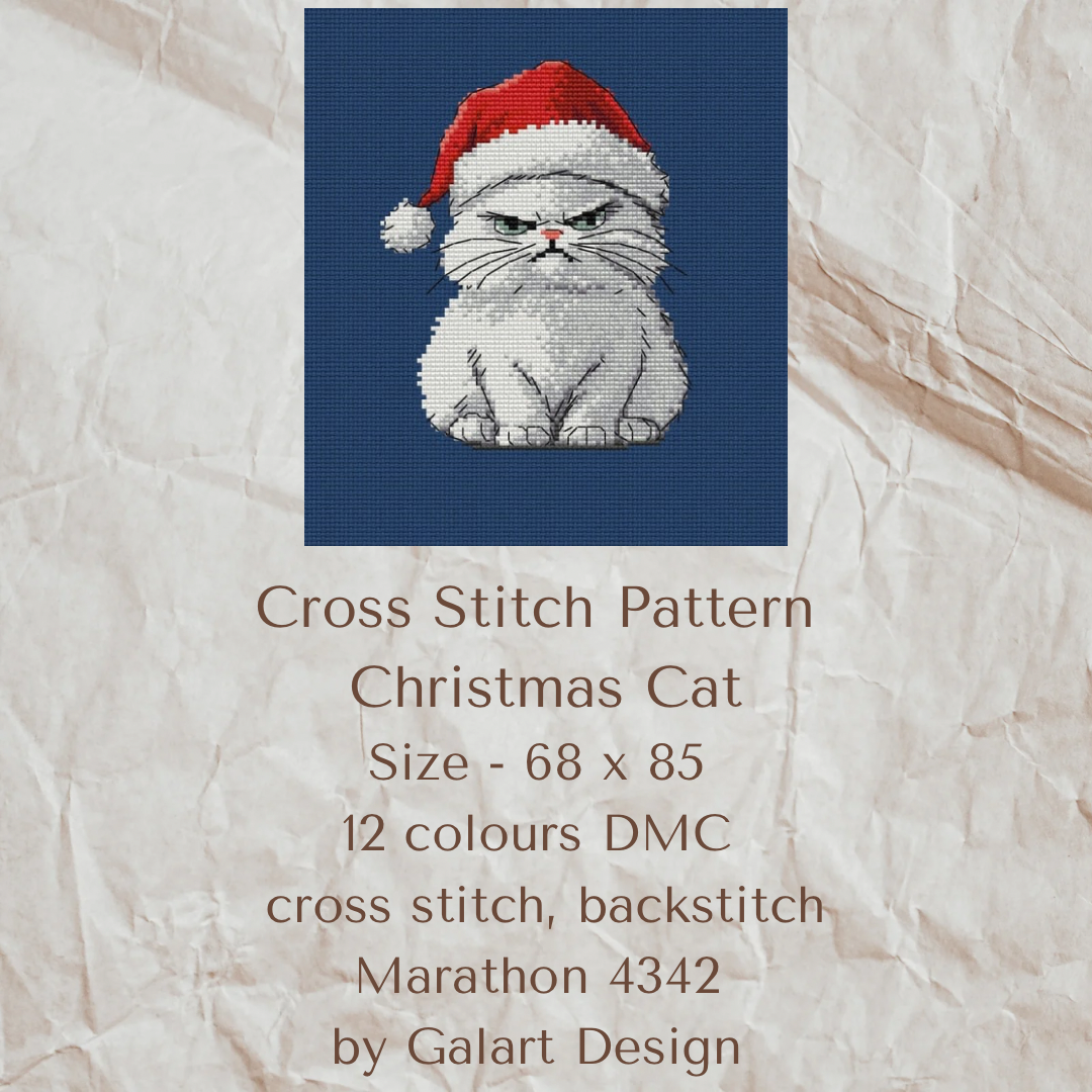 Grumpy cat in a Santa hat