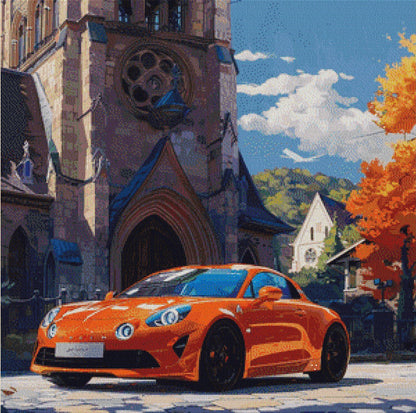 Car by the church