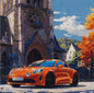 Car by the church