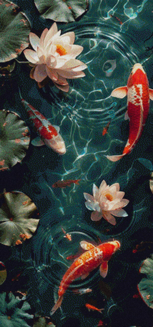Koi fish and Lotus flowers