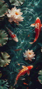 Koi fish and Lotus flowers
