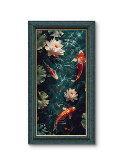 Koi fish and Lotus flowers
