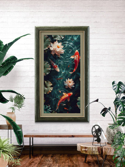Koi fish and Lotus flowers